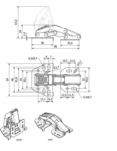 Bisagra para Puertas de Muebles Mod.2856