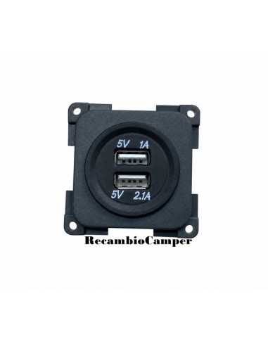 Toma Doble USB 5v 1A y 2.1A. Color Gris