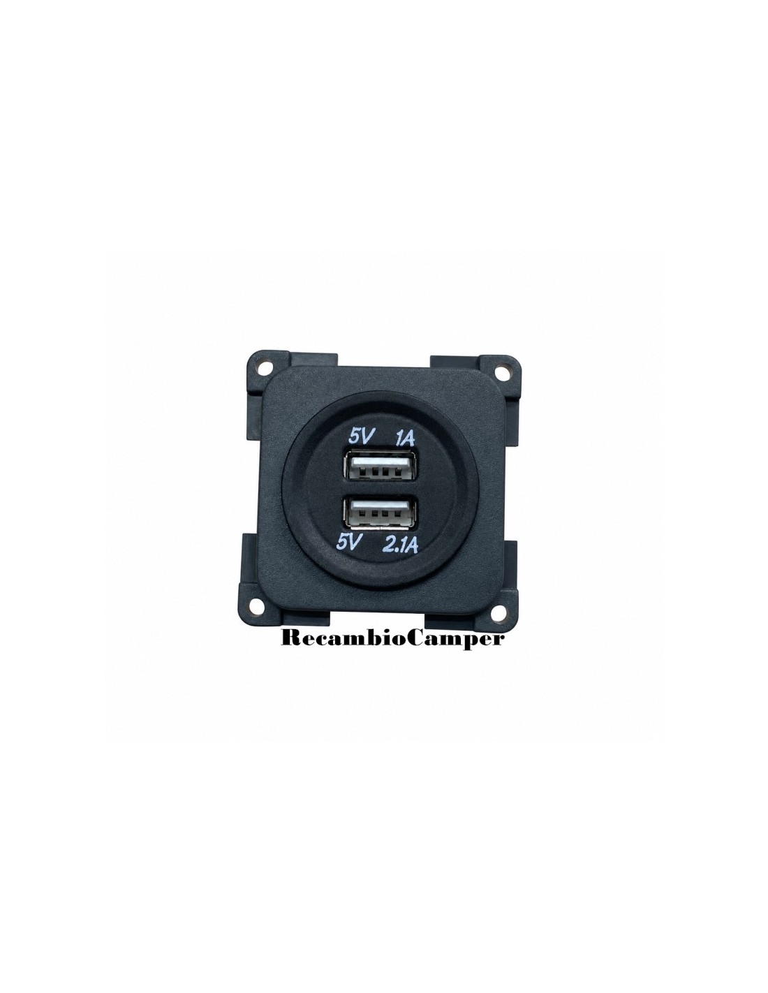 Toma Doble USB 5v 1A y 2.1A. Color Gris
